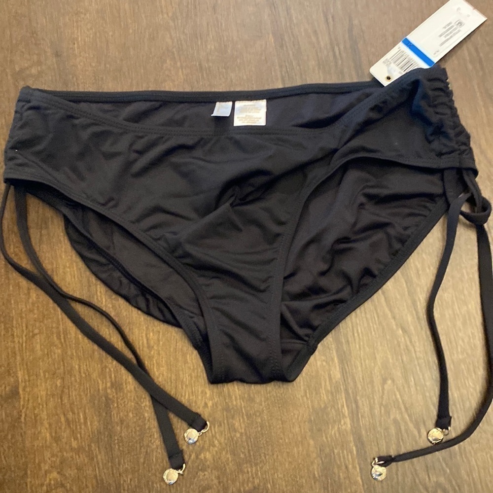 Ann‎ Cole black bikini briefs with side ruching and accent ties Size XL NWT